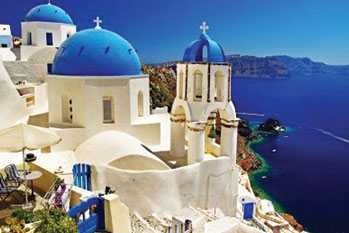 Blue roof top apartments in Greece