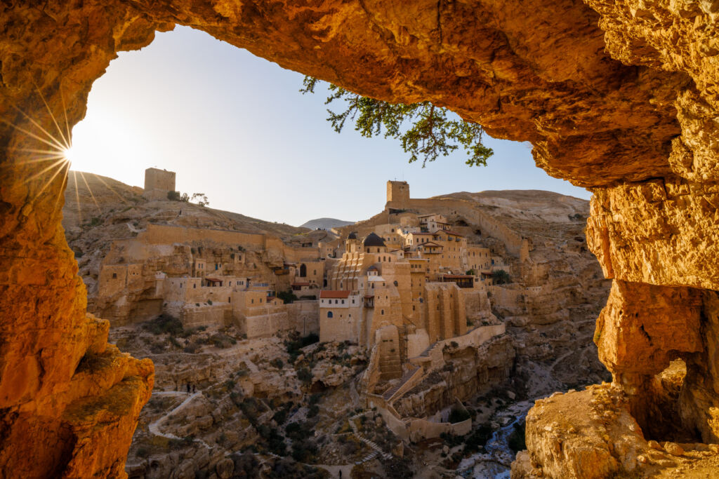 Sunset at Mar Saba Eastern Orthodox Monastery in Palestine